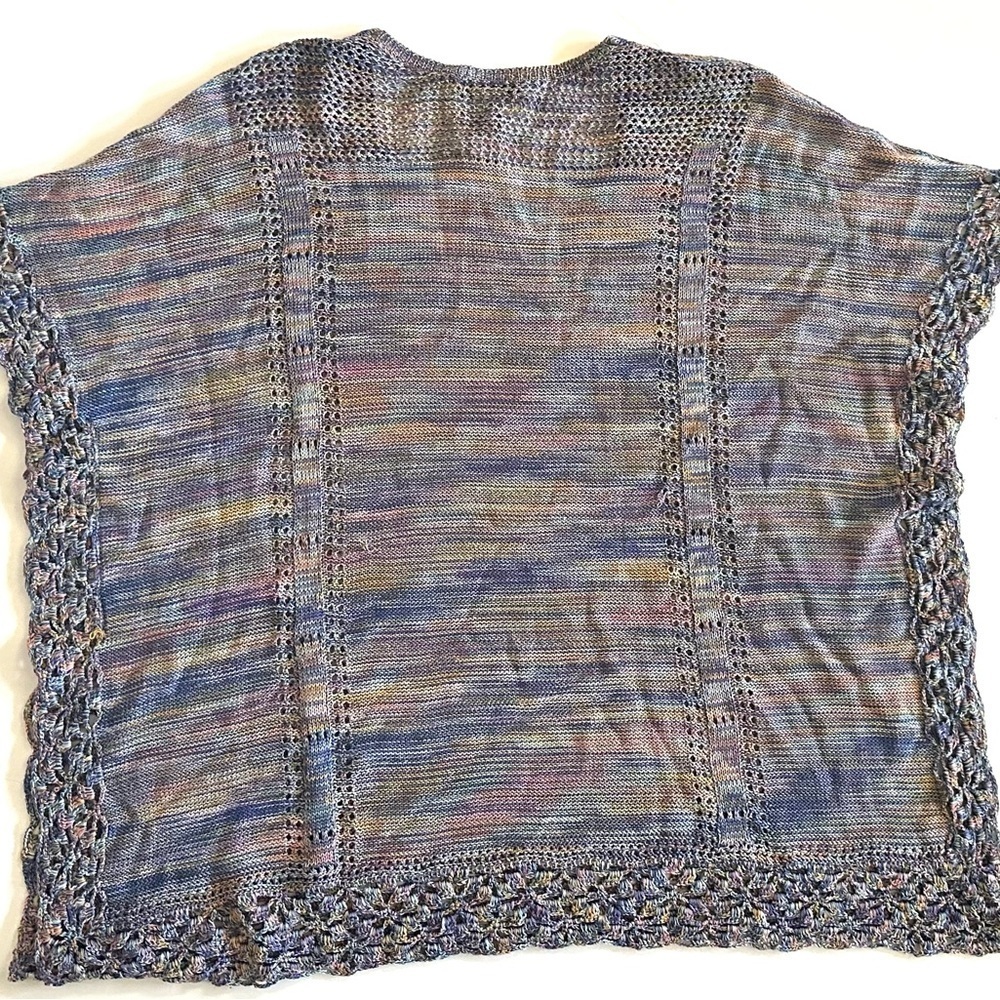 Democracy V-Neck Regular Size S/M Sweater Women's Multicolor Crochet Trim, NEW - Picture 4 of 14